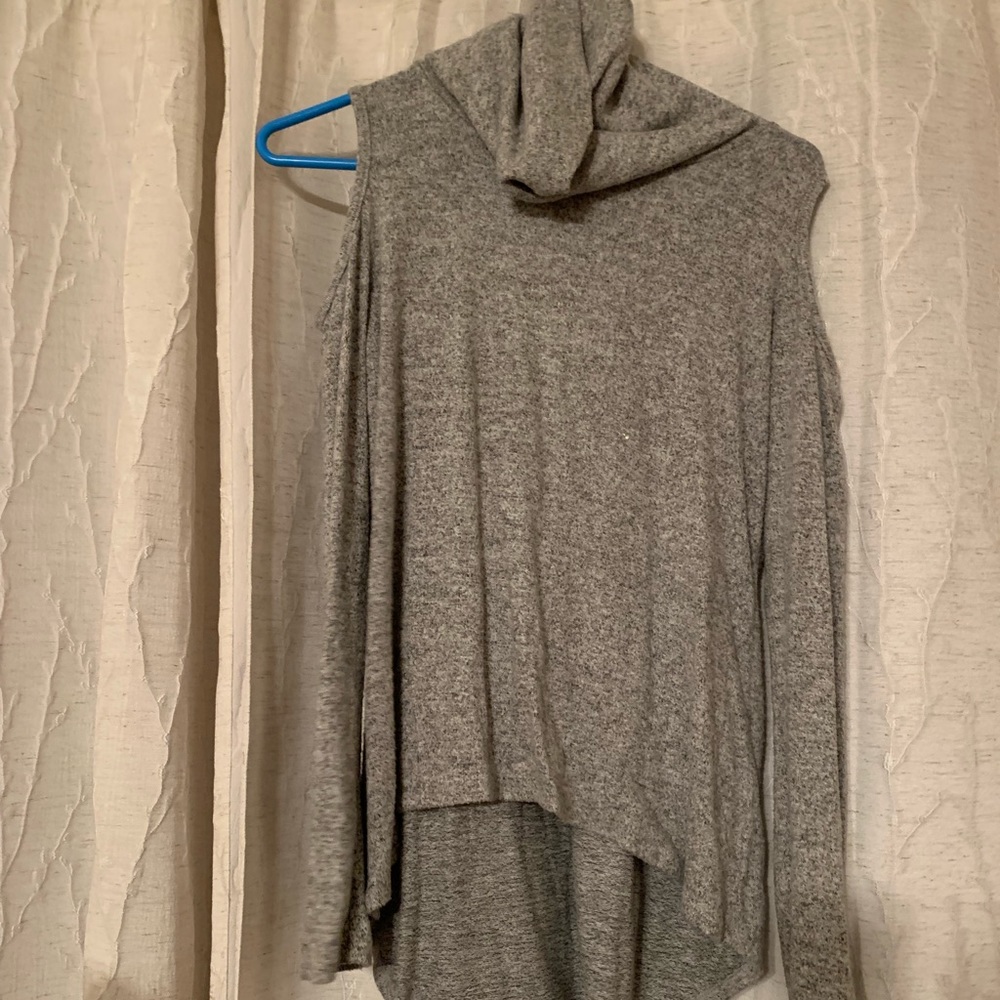 Women’s Gray Open Shoulder, turtleneck sweater
